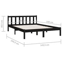 Bedframe massief grenenhout zwart 140x190 cm - thumbnail