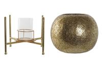 Kaarshouder Home ESPRIT Gouden Metaal Kristal 29 x 29 x 26,5 cm - thumbnail