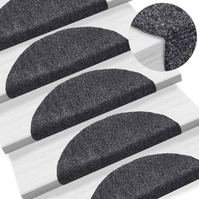 VidaXL Trapmatten zelfklevend 15 stuks 56x17x3 cm donkergrijs halfrond