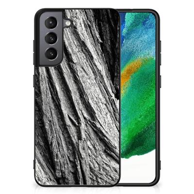 Houten Print Telefoonhoesje Samsung Galaxy S21FE Boomschors Grijs