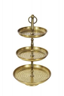 Design taartplateau ORIENT 47cm goud in wild hammer finish met drie niveaus - 41535