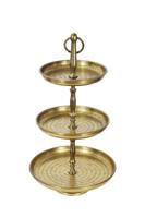 Design taartplateau ORIENT 47cm goud in wild hammer finish met drie niveaus - 41535 - thumbnail