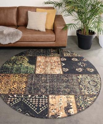 Heritaged Rond patchwork vloerkleed - Fade No.1 olijfgroen - 115 cm