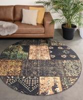 Heritaged Rond patchwork vloerkleed - Fade No.1 olijfgroen - 115 cm - thumbnail