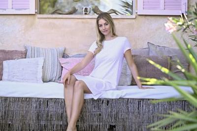 Katoenen nachthemd groene bloemetjes