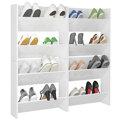 VidaXL Wandschoenenkasten 4 st 60x18x60 cm bewerkt hout hoogglans wit