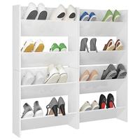 VidaXL Wandschoenenkasten 4 st 60x18x60 cm bewerkt hout hoogglans wit - thumbnail