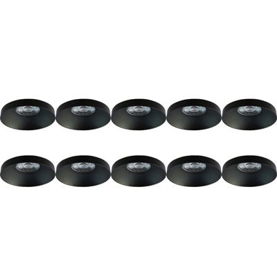 Spot Armatuur 10 Pack - Pragmi Vrito Pro - GU10 Inbouwspot - Rond - Zwart - Aluminium - Ø82mm