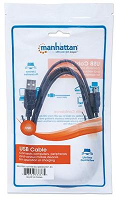 Manhattan 333375-CG USB-kabel USB 2.0 USB-A stekker, USB-mini-B stekker 1.80 m Zwart Vergulde steekcontacten, UL gecertificeerd