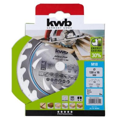 kwb 581854 Hardmetaal-cirkelzaagblad 130 x 16 x 1.0 mm Aantal tanden: 18 1 stuk(s)