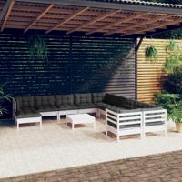 12-delige Loungeset met kussens grenenhout wit - thumbnail