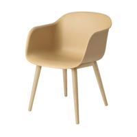 Muuto Fiber Chair Stoel, houten poten Naturel Ochre - thumbnail
