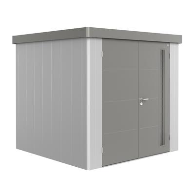 Metalen berging Neo - Enkele deur - Zilver/kwartsgrijs - 1A (180x180 cm) Metalen berging Neo - Enkele deur - Zilver/kwartsgrijs - 1A (180x180 cm)