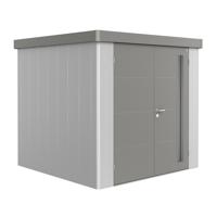 Metalen berging Neo - Enkele deur - Zilver/kwartsgrijs - 1A (180x180 cm) - thumbnail