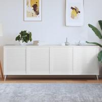 Kastdeuren met lamellen 4 st 69x59,4 cm massief grenenhout wit - thumbnail