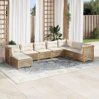 8-delige Loungeset met kussens poly rattan beige - thumbnail