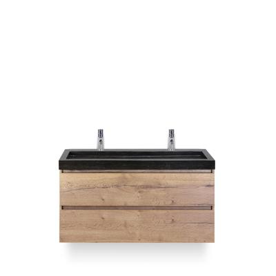 Maxx XL Badmeubelset 120 cm - Natuur Eiken - Wastafel Lucca Enkel 2 kraangaten