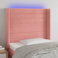 Hoofdbord LED 83x16x118/128 cm fluweel roze - thumbnail