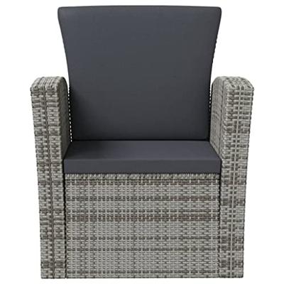 8-delige Loungeset met kussens poly rattan grijs