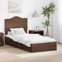 Bedframe met lade Bruin Eiken 90 x 190 cm Bewerkt hout - thumbnail