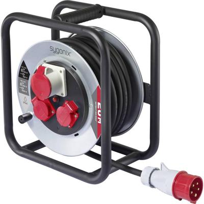 Sygonix SY-10236114 Kabelhaspel 20 m Zwart CEE-stekker 16 A 5-polig