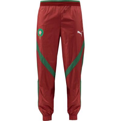 PUMA Marokko Pre-Match Woven Trainingsbroek 2024-2026 Rood Groen PUMA Marokko Pre-Match Woven Trainingsbroek 2024-2026 Rood Groen