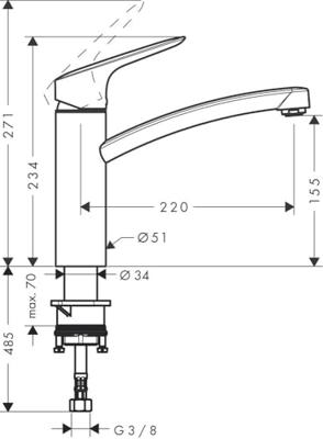 Hansgrohe logis m31 - keukenmengkraan - ééngreeps bediening - coolstart energiebesparend - 160mm - chroom Hansgrohe logis m31 - keukenmengkraan - ééngreeps bediening - coolstart energiebesparend - 160mm - chroom