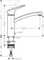 Hansgrohe logis m31 - keukenmengkraan - ééngreeps bediening - coolstart energiebesparend - 160mm - chroom - thumbnail