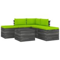 vidaXL 6-delige Loungeset met kussens pallet massief grenenhout - thumbnail