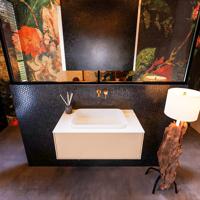 Badkamermeubelset Mondiaz Erin 80 cm met 1 Lade met RIDGE Wastafel Midden Talc Zonder Kraangaten Greeploos Mat Rosee - thumbnail