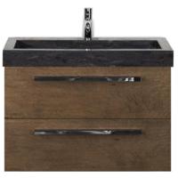 Seville Badmeubelset 80 cm - Tabacco - Wastafel Hardsteen Wit Lucca - thumbnail