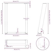 Salontafelpoten 2 st U-vormig 28x(42-43) cm staal zwart - thumbnail