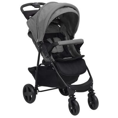 VidaXL Kinderwagen 2-in-1 staal lichtgrijs