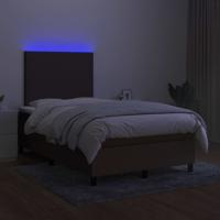 Boxspring met matras en LED stof donkerbruin 120x200 cm - thumbnail
