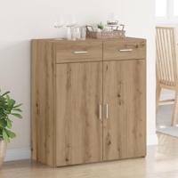 Opbergkast met lade artisanaal eikenkleurig 80 x 42,5 x 93,5 cm - thumbnail