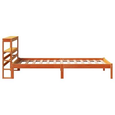 Bedframe met hoofdbord massief grenenhout wasbruin 100x200 cm