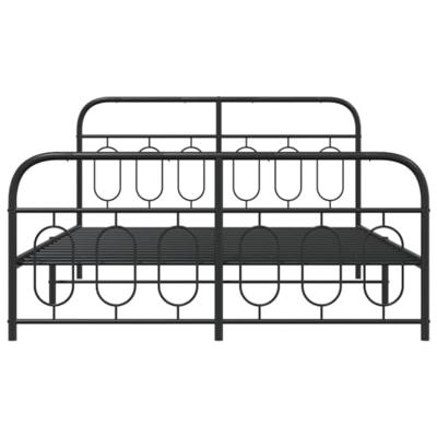 Bedframe met hoofd- en voeteneinde metaal zwart 150x200 cm - thumbnail