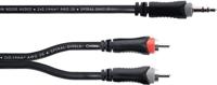 Cordial 14856 Jackplug / Cinch Audio Y-adapter [1x Jackplug male 3,5 mm - 2x Cinch-stekker] 3 m Zwart PVC-mantel, Tweelingkabel - thumbnail