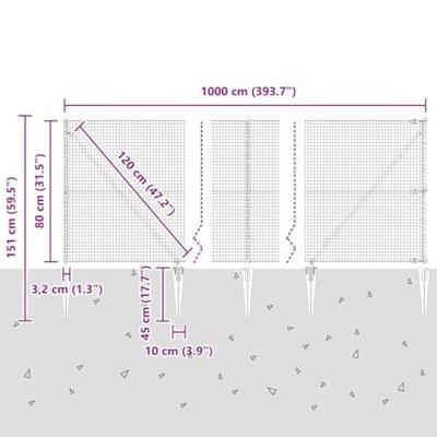 VidaXL Afrasteringspaal zilver 10 x 0,8 m (25 x 25 mm gaas) staal VidaXL Afrasteringspaal zilver 10 x 0,8 m (25 x 25 mm gaas) staal