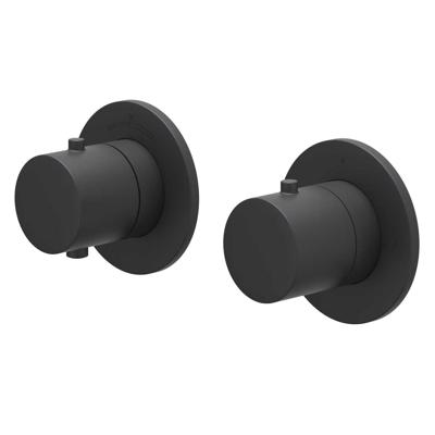 Afbouwdeel IVY Bond Inbouwthermostaat Symmetry 2-Weg Stop-Omstel Met Rond Rozet Mat Zwart PED IVY