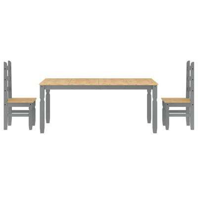 3-delige Eetset Panama massief grenenhout grijs