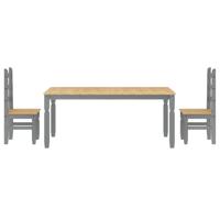 3-delige Eetset Panama massief grenenhout grijs - thumbnail