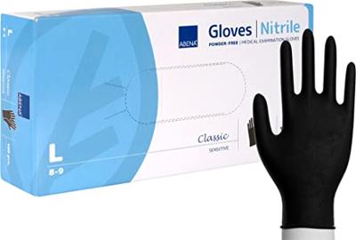 Abena poedervrije nitrile handschoenen maat large 100 stuks zwart