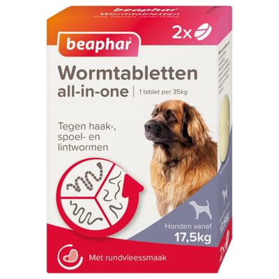 Beaphar Wormmiddel all-in-one (17,5 - 70 kg) hond 4 tabletten