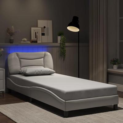 Bedframe met LED-verlichting kunstleer wit 90x190 cm