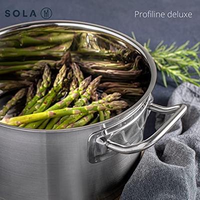 Sola Pannenset Profiline Deluxe - RVS - Kookpan ø 16, 18, 20, 24 cm & Steelpan ø 16 cm - Inductie geschikt - 5 Delig