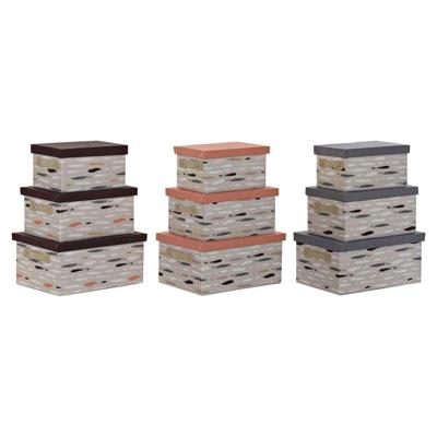 Set van opstapelbare opbergboxen DKD Home Decor Bruin Grijs Oranje 40 x 30 x 20 cm Set van opstapelbare opbergboxen DKD Home Decor Bruin Grijs Oranje 40 x 30 x 20 cm