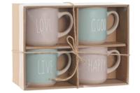 Set van 4 mokken Home ESPRIT Blauw Roze Keramiek 355 ml 9,7 x 7 x 9,2 cm - thumbnail