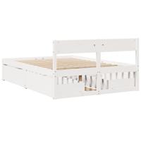 Bedframe zonder matras massief grenenhout wit 135x190 cm - thumbnail