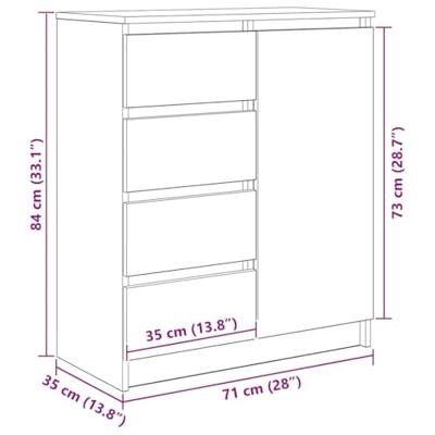 Dressoir met lades 71x35x84 cm spaanplaat sonoma eikenkleurig - thumbnail